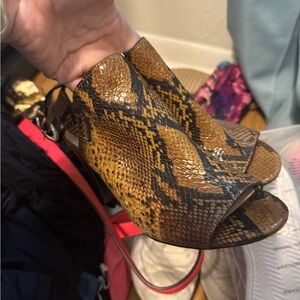 Vince Camuto Brown Mules with Exotic Print